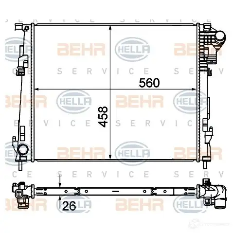 Радиатор охлаждения двигателя HELLA 46649 8mk376759001 _BEHR HELLA SERVICE_ Y347CA7 изображение 0