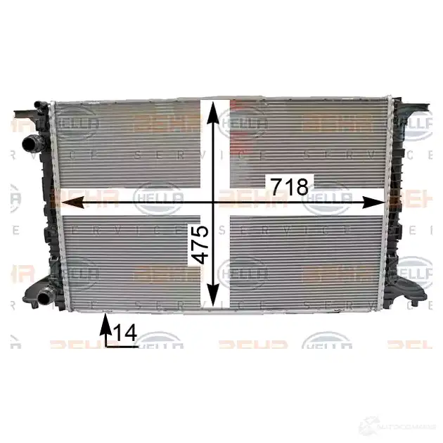 Радиатор охлаждения двигателя HELLA 0U9T2R 1 8mk376990001 4045621514310 47326 - Изображение 1