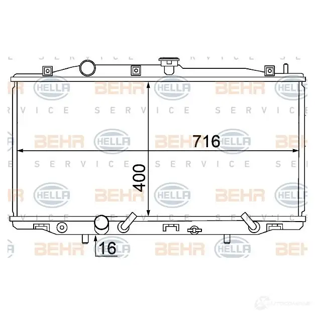 Радиатор охлаждения двигателя HELLA 8mk376768371 _BEHR HELLA SERVICE_ B253NI 46935