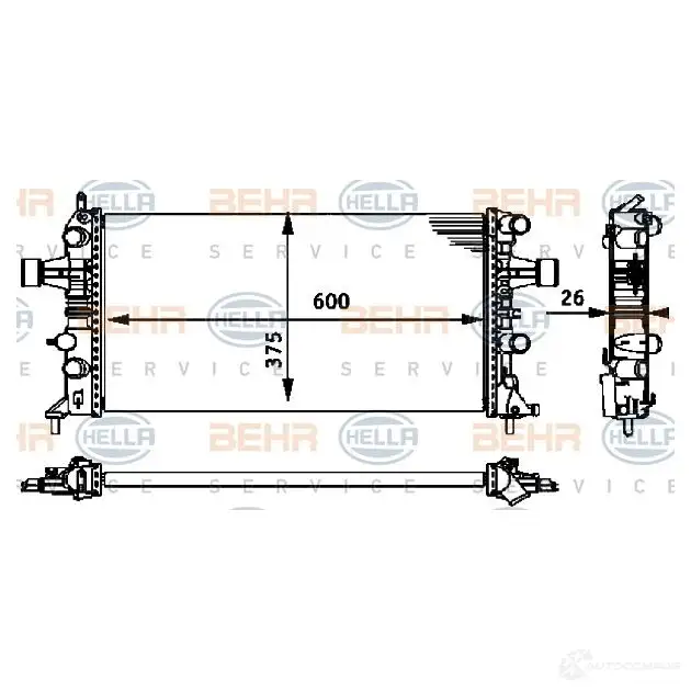 Радиатор охлаждения двигателя HELLA 8mk376710664 4OI5AXI _BEHR HELLA SERVICE_ 45222