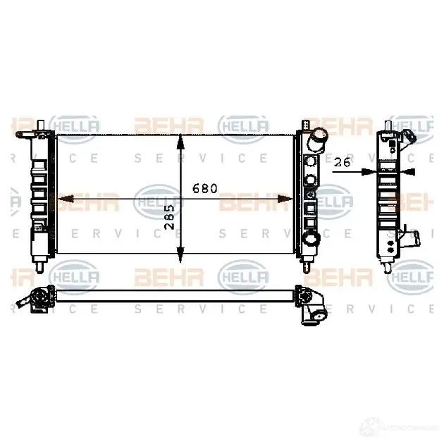 Радиатор охлаждения двигателя HELLA 5SES0P 45387 8mk376712704 _BEHR HELLA SERVICE_