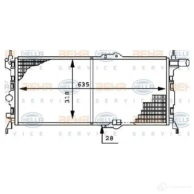 Радиатор охлаждения двигателя HELLA 45661 BZ2BRU 8mk376715691 _BEHR HELLA SERVICE_