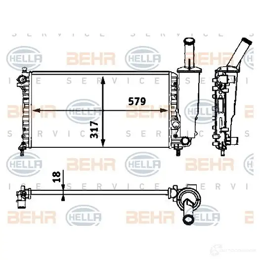 Радиатор охлаждения двигателя HELLA 45892 _BEHR HELLA SERVICE_ H9K7T 8mk376718581