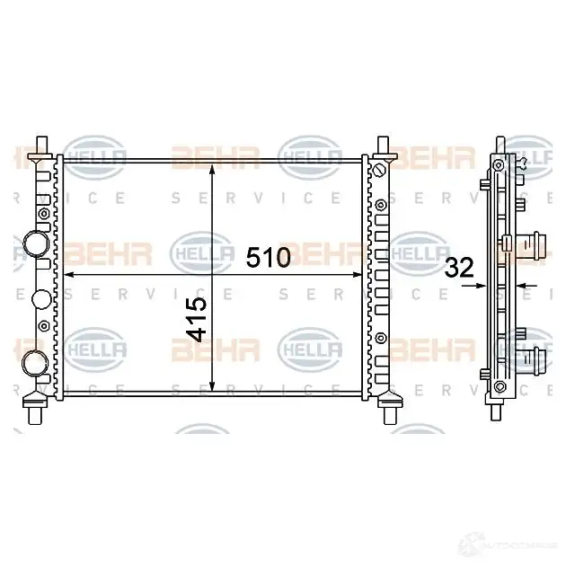 Радиатор охлаждения двигателя HELLA JXZVW3 47103 8mk376781101 _BEHR HELLA SERVICE_ изображение 0