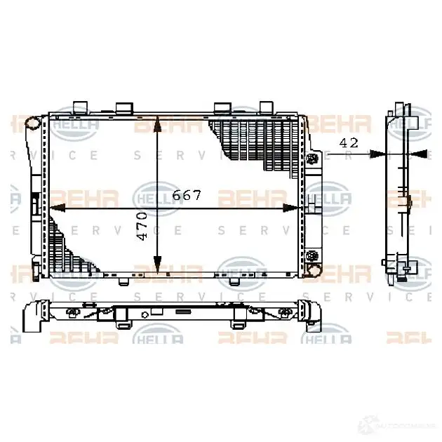 Радиатор охлаждения двигателя HELLA 45243 8mk376711161 QBCT6 _BEHR HELLA SERVICE_