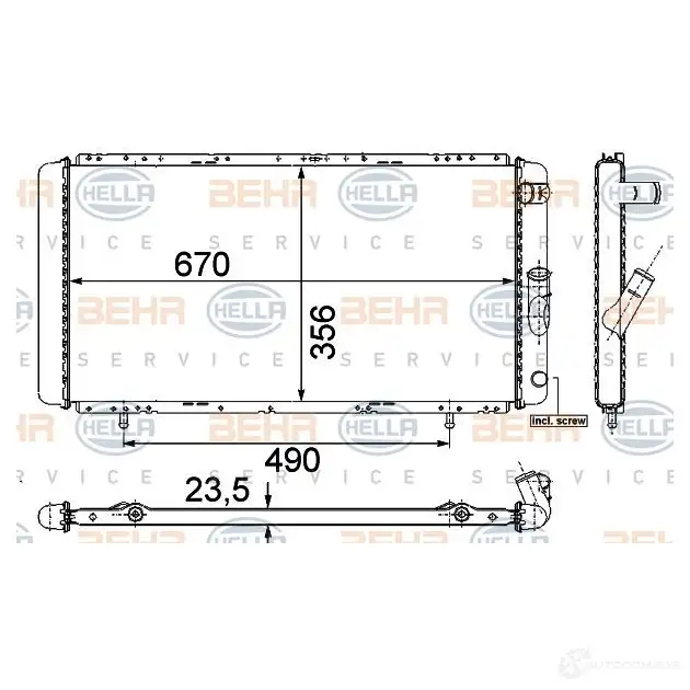 Радиатор охлаждения двигателя HELLA 8mk376715361 45631 P26KC _BEHR HELLA SERVICE_