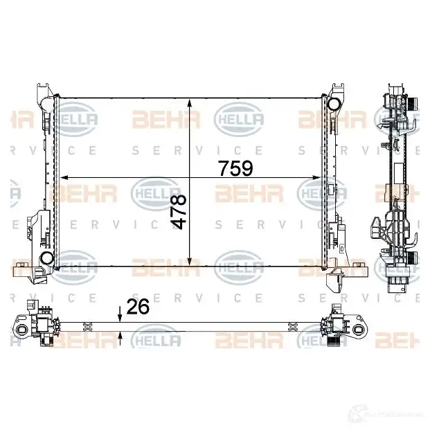 Радиатор охлаждения двигателя HELLA 8mk376701601 44869 _BEHR HELLA SERVICE_ EOFEK