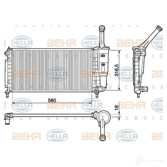 Радиатор охлаждения двигателя HELLA 46519 8mk376754384 _BEHR HELLA SERVICE_ GGVO3 изображение 0