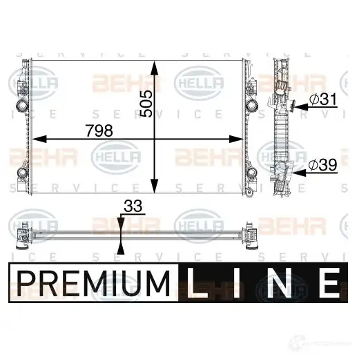 Радиатор охлаждения двигателя HELLA 1424472673 4045621528072 8mk376755671 FDJ GI3