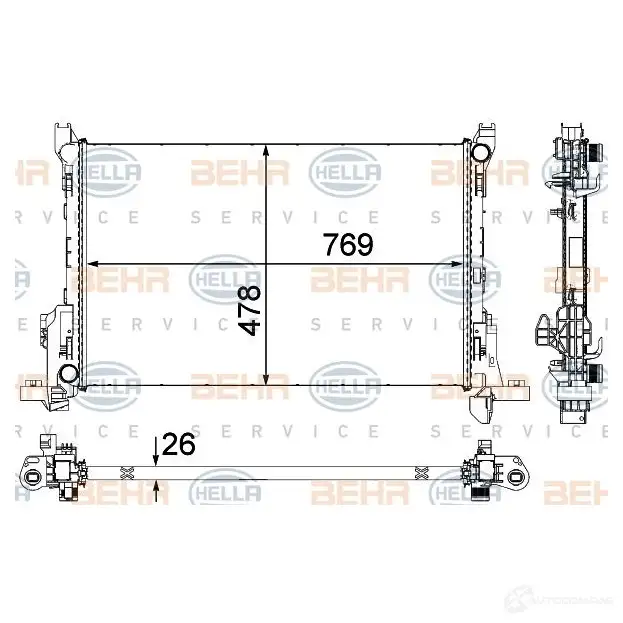 Радиатор охлаждения двигателя HELLA PMRZDM1 _BEHR HELLA SERVICE_ 8mk376701581 44867