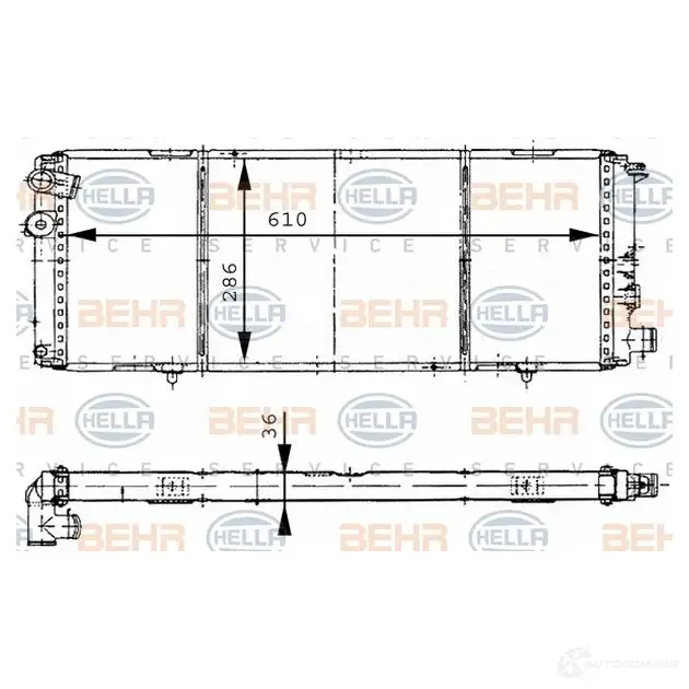 Радиатор охлаждения двигателя HELLA O5THG _BEHR HELLA SERVICE_ 8mk376715351 45630