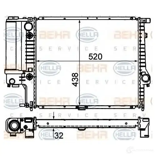 Радиатор охлаждения двигателя HELLA 45416 CYEHEN3 8mk376713101 _BEHR HELLA SERVICE_ изображение 4