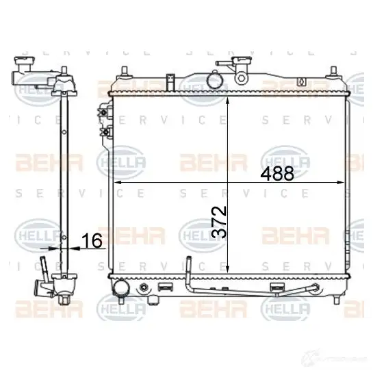 Радиатор охлаждения двигателя HELLA 1437475869 RUFQ H 8mk376762014