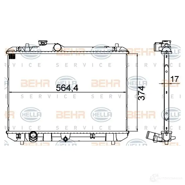 Радиатор охлаждения двигателя HELLA _BEHR HELLA SERVICE_ W1DV6 8mk376756531 46625 изображение 0