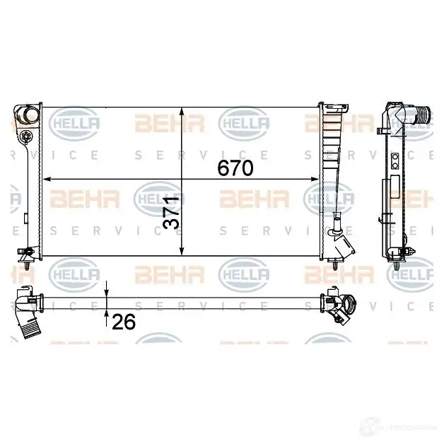 Радиатор охлаждения двигателя HELLA 45802 KWU99 8mk376717611 _BEHR HELLA SERVICE_ изображение 0