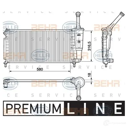 Радиатор охлаждения двигателя HELLA 46518 8mk376754381 _BEHR HELLA SERVICE_ WPEF7 изображение 0