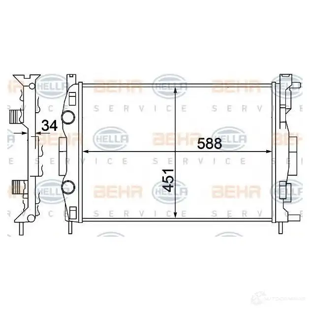 Радиатор охлаждения двигателя HELLA _BEHR HELLA SERVICE_ 47015 8mk376772044 1EUSJ изображение 0