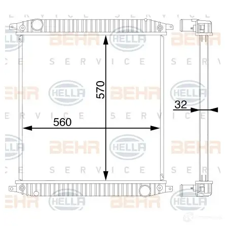 Радиатор охлаждения двигателя HELLA UZ Y4Z 1437476002 8mk376721724