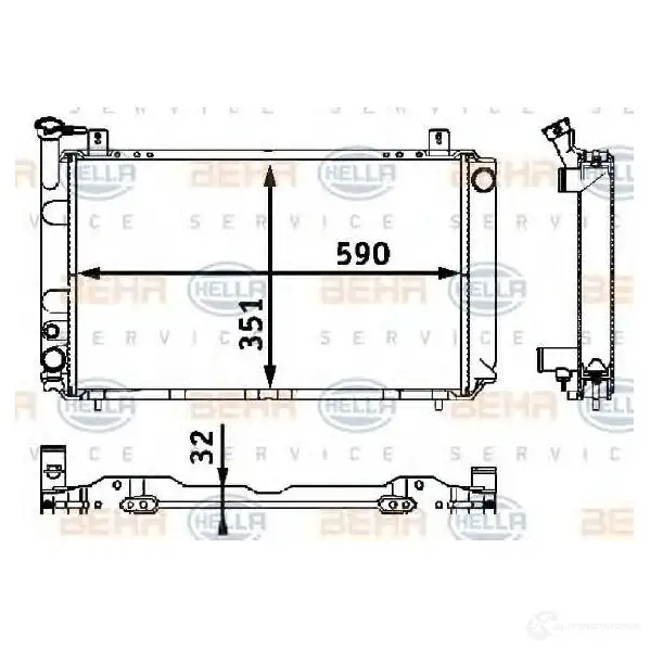 Радиатор охлаждения двигателя HELLA 8mk376708271 AW8SKD4 _BEHR HELLA SERVICE_ 45078