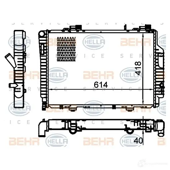 Радиатор охлаждения двигателя HELLA 45766 96Y97P 8mk376717264 _BEHR HELLA SERVICE_