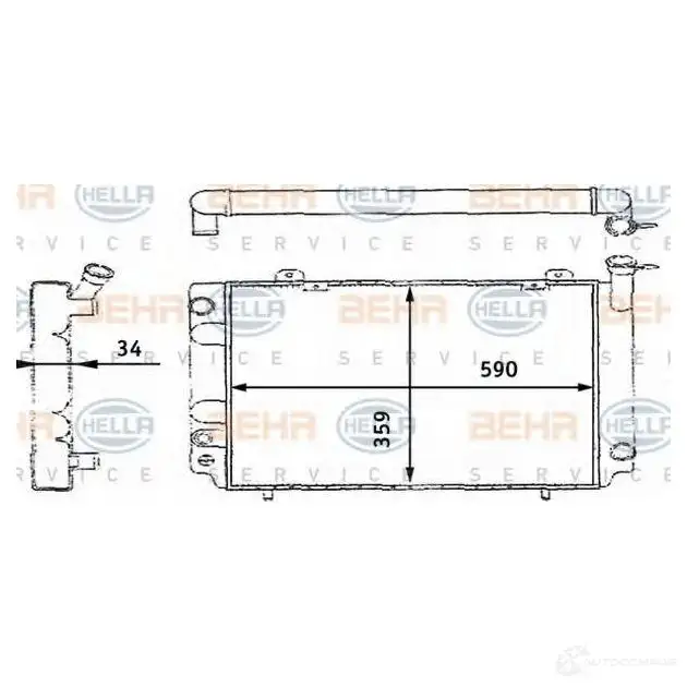 Радиатор охлаждения двигателя HELLA 45489 3HCNBR 8mk376713621 _BEHR HELLA SERVICE_