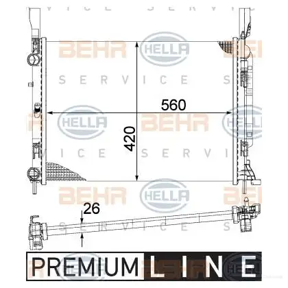 Радиатор охлаждения двигателя HELLA E1F4X 8mk376755531 46588 _BEHR HELLA SERVICE_