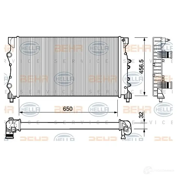 Радиатор охлаждения двигателя HELLA _BEHR HELLA SERVICE_ 8mk376754441 KGY8A 46527
