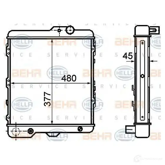 Радиатор охлаждения двигателя HELLA _BEHR HELLA SERVICE_ JW09S 8mk376714711 45586