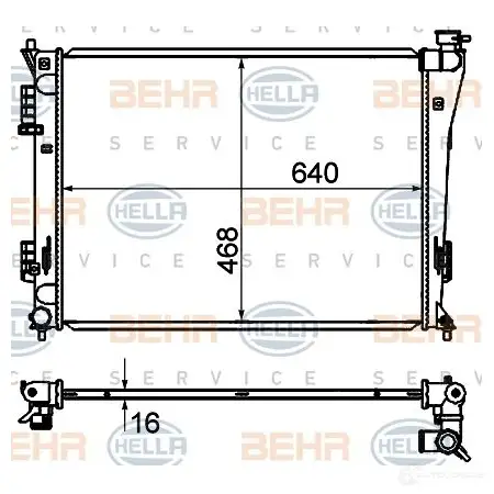 Радиатор охлаждения двигателя HELLA 6E84W5J 46338 _BEHR HELLA SERVICE_ 8mk376735251