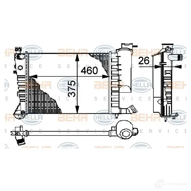 Радиатор охлаждения двигателя HELLA 8mk376710251 4SVBE1A 45184 _BEHR HELLA SERVICE_ изображение 0