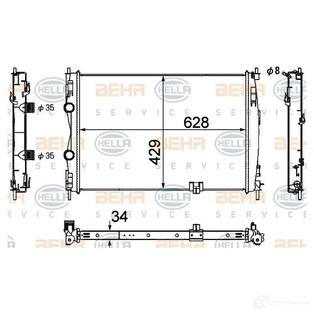 Радиатор охлаждения двигателя HELLA 8mk376753701 U8GNH 46478 _BEHR HELLA SERVICE_ изображение 0