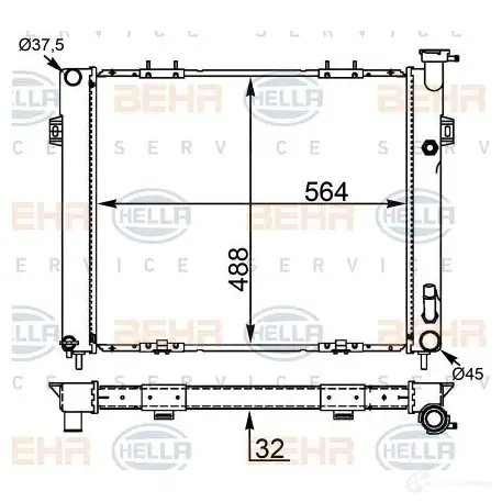 Радиатор охлаждения двигателя HELLA 8mk376775754 1424737350 B NWDA 4045621524241