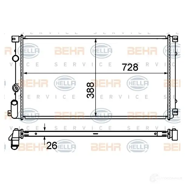 Радиатор охлаждения двигателя HELLA 44843 K243MT9 8mk376700651 _BEHR HELLA SERVICE_ изображение 3