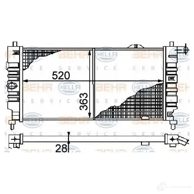 Радиатор охлаждения двигателя HELLA 45660 LXFUIGQ 8mk376715681 _BEHR HELLA SERVICE_