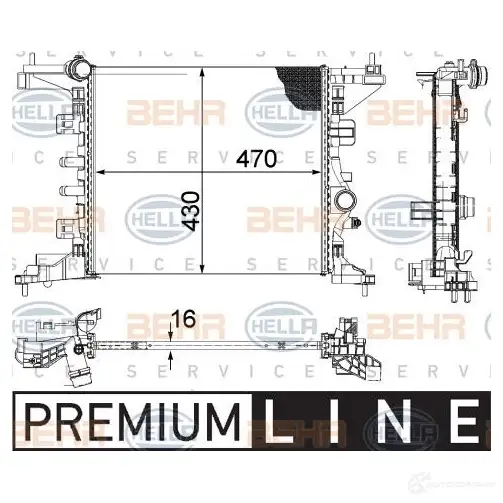 Радиатор охлаждения двигателя HELLA 46616 _BEHR HELLA SERVICE_ 8mk376756441 FT9O3Q