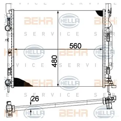 Радиатор охлаждения двигателя HELLA 8mk376755514 _BEHR HELLA SERVICE_ RYV8L0 46585 изображение 0