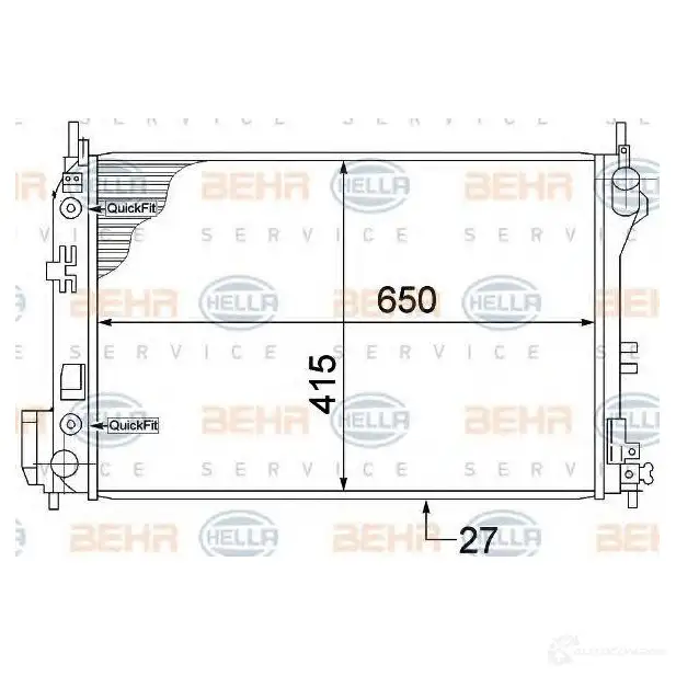 Радиатор охлаждения двигателя HELLA J98MNPU 8mk376771211 46989 _BEHR HELLA SERVICE_ изображение 4