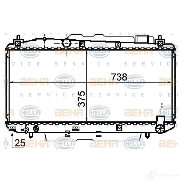 Радиатор охлаждения двигателя HELLA 46593 8mk376755791 OBNMS _BEHR HELLA SERVICE_