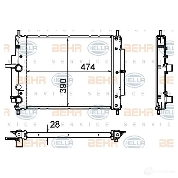 Радиатор охлаждения двигателя HELLA 8mk376754411 1RASFC _BEHR HELLA SERVICE_ 46522