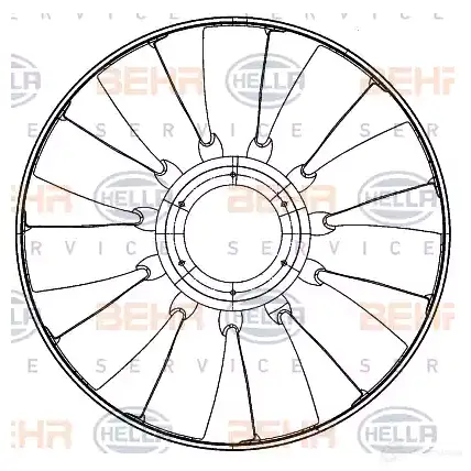 Крыльчатка охлаждения двигателя HELLA YMDCW S 50238 8mv376907241 4045621515102 изображение 0