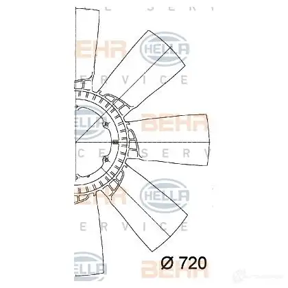 Крыльчатка охлаждения двигателя HELLA MKQ6F 8mv376728561 _BEHR HELLA SERVICE_ 49899