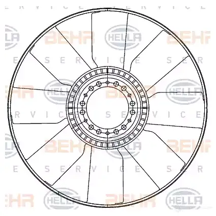 Крыльчатка охлаждения двигателя HELLA 4045621515072 50235 8mv376907211 GEE G7 изображение 0