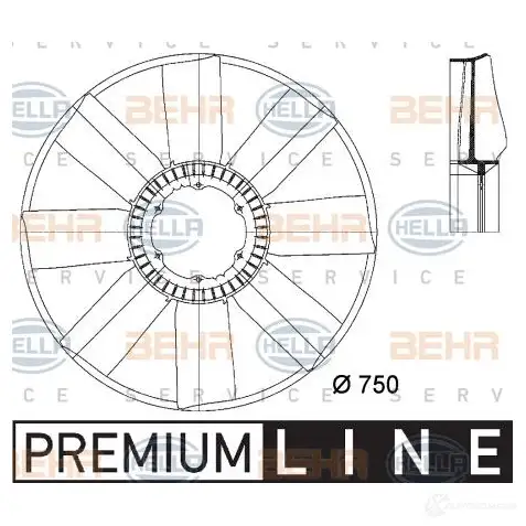 Крыльчатка охлаждения двигателя HELLA 50018 8mv376733231 AA91U _BEHR HELLA SERVICE_
