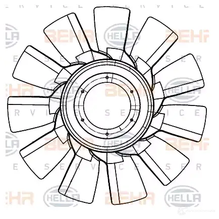 Крыльчатка охлаждения двигателя HELLA 50243 TN9Z YZ2 4045621515157 8mv376907301 - Изображение 1