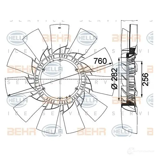 Крыльчатка охлаждения двигателя HELLA 50079 _BEHR HELLA SERVICE_ 8mv376757501 4I41G80