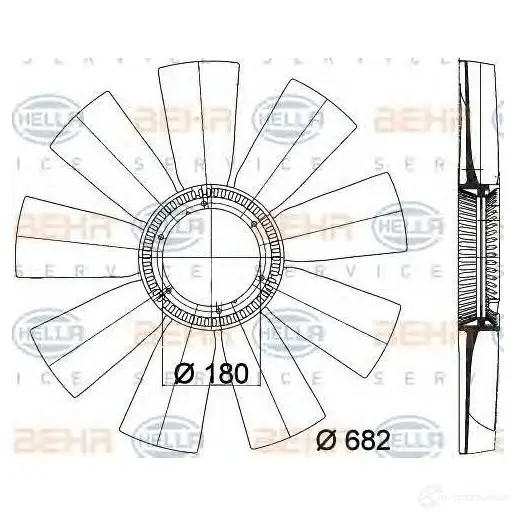 Крыльчатка охлаждения двигателя HELLA 8mv376757791 _BEHR HELLA SERVICE_ 50103 GRLK6