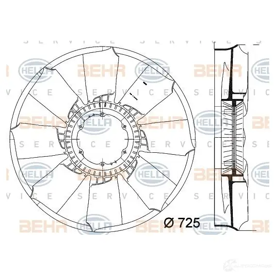 Крыльчатка охлаждения двигателя HELLA _BEHR HELLA SERVICE_ 50106 8mv376758251 PJ42DR