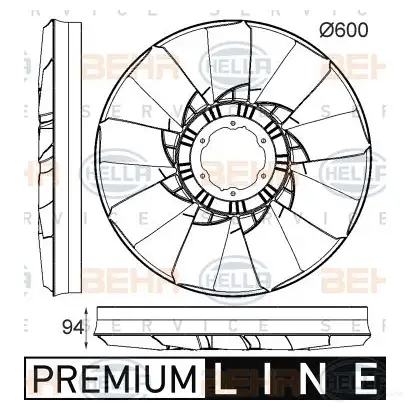 Крыльчатка охлаждения двигателя HELLA N6IK K8 4045621522643 8mv376758521 1424554161
