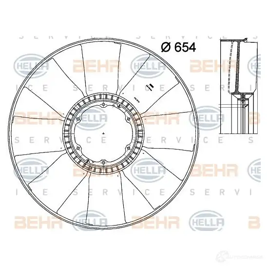 Крыльчатка охлаждения двигателя HELLA 8mv376791291 _BEHR HELLA SERVICE_ 0WJSL5 50164 - Изображение 1