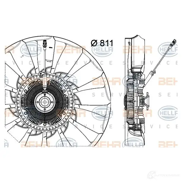 Вентилятор радиатора HELLA 8mv376791691 50192 _BEHR HELLA SERVICE_ 33UV069 - Изображение 1